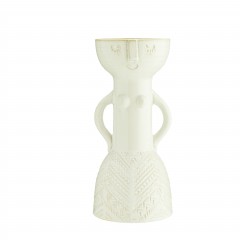 VASE WOMAN PRINT STONEWARE WHITE 